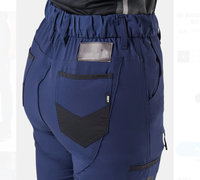 Pantalon de travail imperméable en satin élastique, taille mi-haute, coupe skinny, avec revers, genoux renforcés, triple couture, léger et respirant