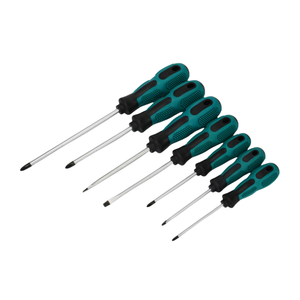 Tournevis à tête magnétique chromée, cruciforme, fendue, PH, Torx, en U, en Y, en X, avec manche bicolore en PP et TPR - Product Image 1