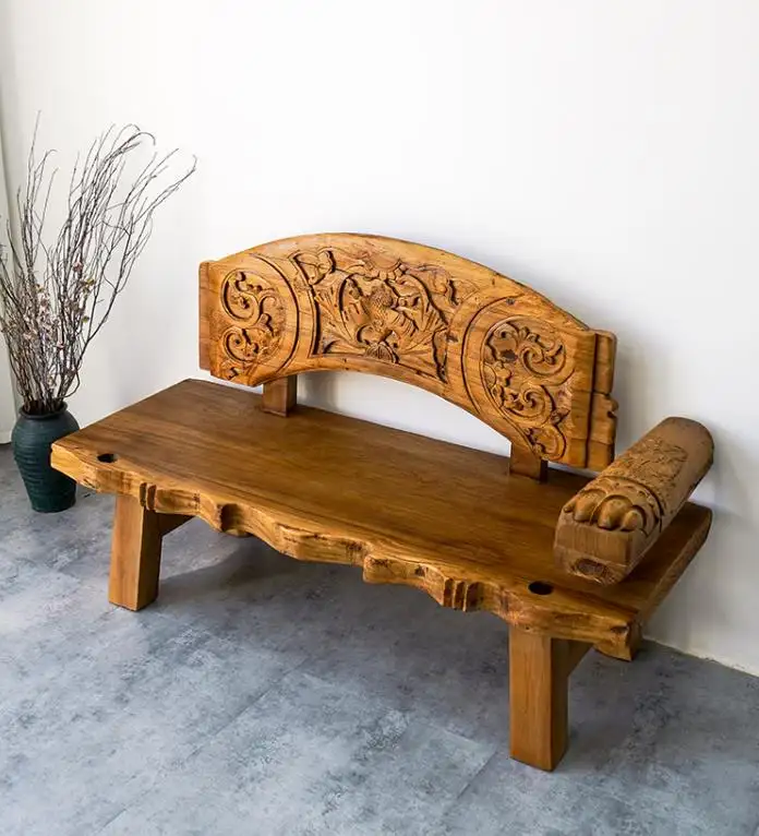 Cama de olmo arhami wabi-Sabi, chaise longue de madera maciza tallada, sofá chino Retro Para el hogar, Villa sencilla, estilo chino, para el hogar, a la moda, a la moda