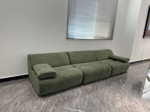 Sofá Seccional de Terciopelo Oliva, Comprimido, Módulos Redondeados, Sellado al Vacío, para Sala de Estar, Estilo Relajado y Cómodo - Product Image 4