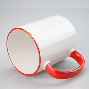 <span class=keywords><strong>Taza</strong></span> de Cerámica de 11 oz <span class=keywords><strong>con</strong></span> Borde de Color y Recubrimiento para Transferencia de Calor, Asa <span class=keywords><strong>con</strong></span> Esmalte de Color, Diseño Creativo, Patrón Fotográfico, DIY - Product Image 4