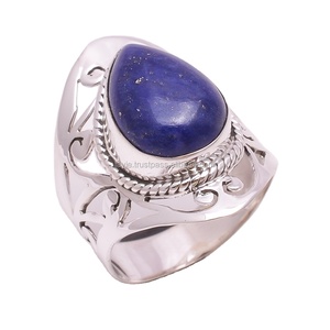 Lapis naturel bague en pierre bleue bijoux en gros 925 bagues en argent sterling fait à la main fabricant de bagues en argent fin - Product Image 1