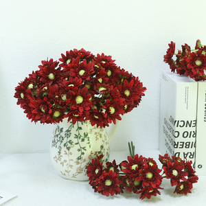 Bouquet de marguerites en soie artificielle, violet clair, 3 grandes fleurs, décoration pour la maison et les mariages - Product Image 2