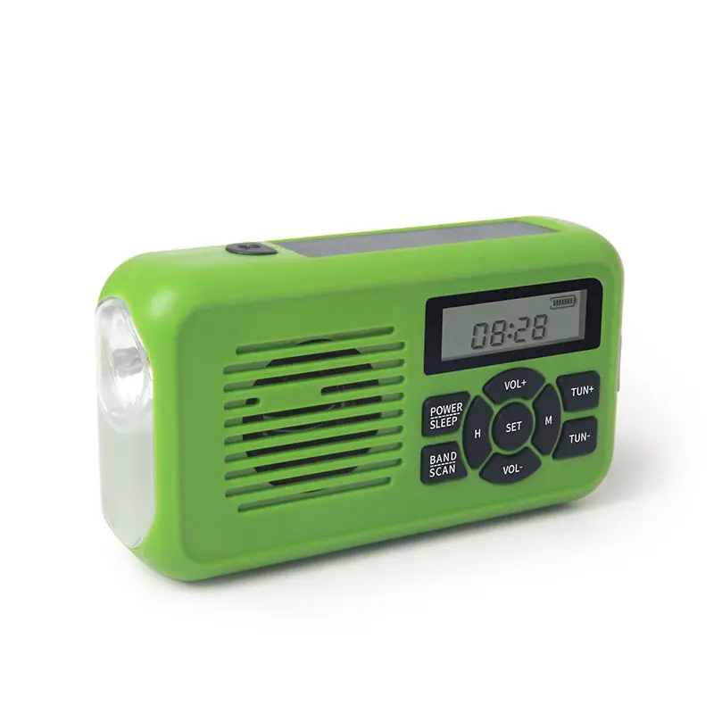 Power Bank Met Klok Emerncy Crank Zaklamp Radio Hot Selling Multifunctionele Solar Radio Classic Am/Fm Portable Home Am/Fm