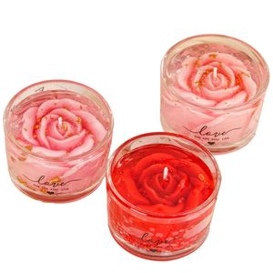 Romantic Rose Flower Scented Candle Glass <b>Cup</b> Gold Foil Aroma Candle Valentine Home Table Decor Gift - Product Image 5