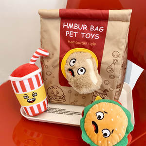 Paquete de Juguetes Divertidos para perros de comida rápida, juguete interactivo de peluche de diseñador para perros, rompecabezas para mascotas, juguetes para perros chirriantes - Product Image 2
