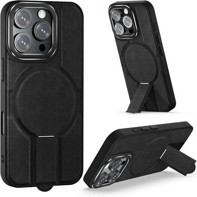 Magnetic Invisible Stand Case for 16 Pro (2024)-Protective Kickstand Cover with Plain Design Mobile Phone Cases