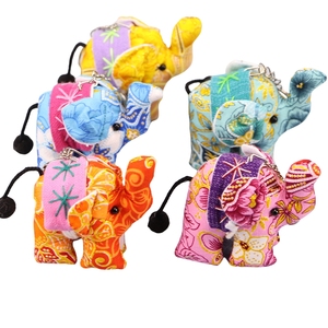 Personalized Embroidery Elephant Plush Keychain Elephant Key Chains Stuffed Animal Toys Peluche Thai Cloth Art Elephant Key Ring