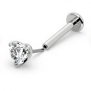Lurba Jewels - Aretes Clásicos de Moda en Oro Blanco/Amarillo de 14K con Diamante Natural de 4 mm, Corte Corazón, Certificados, Unisex, Regalo, 2 Piezas - Product Image 1