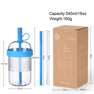 Nova Garrafa de Água Portátil de Tritan 540ml com Canudo para Chá, Café e Leite – Multicolorida para Uso Doméstico - Product Image 5