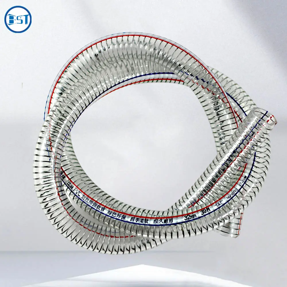 Antistatik oluklu boru PVC çelik tel Spiral emme borusu takviyeli hava kanalı tüp hortum