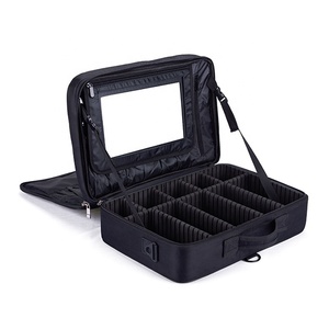 Double Layer Nylon/PU waterproof makeup tools shoulder carry bag women travel professional cosmetic brush organizer