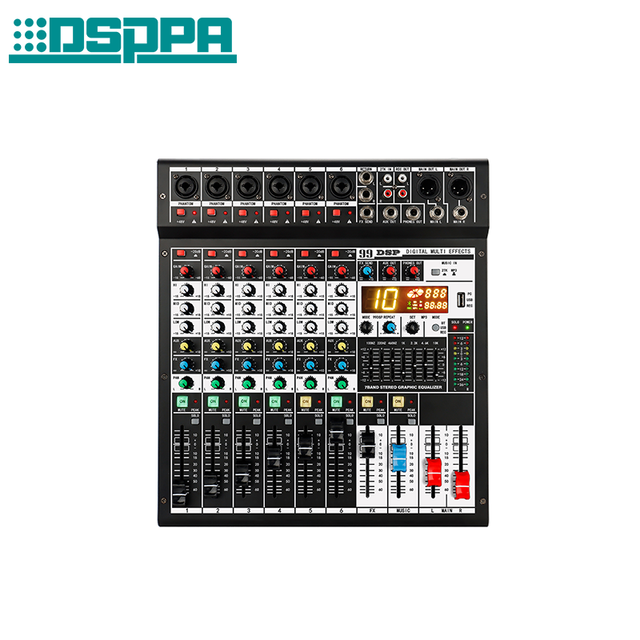 DSPPA CM615 Professional 6-Channel 120W High Power Audio Mixer with 20Hz-20kHz Bandwidth for Conference Sound Systems
