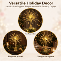 Pohon Natal LED Bertenaga Baterai dengan Hiasan Bunga 3D Glitter Emas dan Alas Spiral Logam yang Dapat Digunakan Kembali untuk Dekorasi Rumah Natal