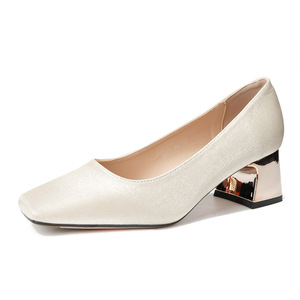 Escarpins à bout carré et talon bloc 5688D en cuir verni, talon moyen, style coréen, chaussures de bureau confortables - Product Image 4