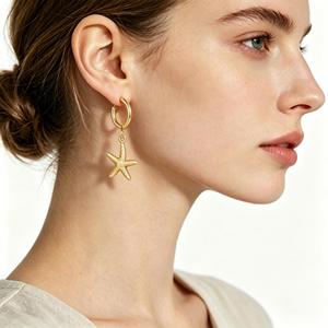 Pendientes Colgantes de Estrella de Mar <span class=keywords><strong>para</strong></span> <span class=keywords><strong>Mujer</strong></span>, Chapados en Oro de 18K, Acero Inoxidable, Sin Deslustre, Joyería Oceánica, de Moda <span class=keywords><strong>para</strong></span> Fiestas - Product Image 3