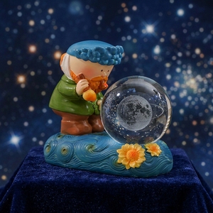 Lampe de chevet LED USB en résine gravée en 3D avec la <span class=keywords><strong>Nuit</strong></span> étoilée de <span class=keywords><strong>Van</strong></span> <span class=keywords><strong>Gogh</strong></span>, base bleue, lampe de bureau, décoration d'art pour le salon, cadeau pour la maison - Product Image 1