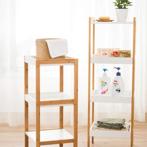 Meubles de salle de bain de bonne qualité, étagère de rangement à 3 niveaux en bambou avec plateau - Product Image 1