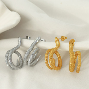 Snake Hoop <b>Earrings</b> 18K <b>Gold</b> Plated Zinc Alloy Animal Shape Fashion <b>Dangle</b> <b>Earrings</b> EH195 - Product Image 1