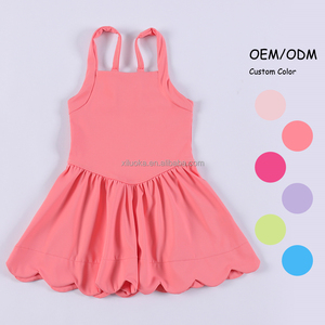 Logo personalizzato di colore per ragazze estate Yoga abbigliamento gonna abito da Yoga del bambino vestito con pantaloncini - Product Image 3