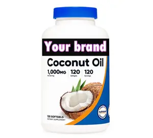 椰子油软胶囊 (1000毫克) 120软胶囊-特级初榨椰子油，用于重量支撑，皮肤，头发，指甲