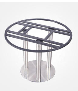 Modern stainless steel round <b>table</b> stand with four-post support base, suitable <b>for</b> both <b>dining</b> <b>tables</b> and office <b>desks</b> - Product Image 2
