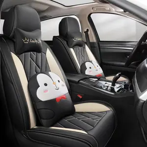 Synthetic Leather Car Seat Cover Set Durable Universal Fit Set Automotive Vehicle Cushion Covers for Most Cars