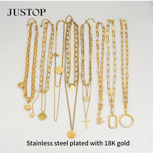 Collier long avec pendentif, OEM/vente en gros, personnalisable, en acier inoxydable imperméable, plaqué or ou argent, chaîne à maillons, bijoux unisexes tendance - Product Image 2