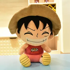 20cm mignon singe D Luffy peluche chapeau de paille Anime une pièce personnage sourire Luffy peluche poupée remplie de tissu de coton PP