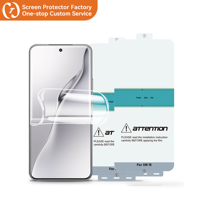 High Clear Ultra-Thin TPU Hydrogel Film with 3D Curved Oleophobic Design for 14 15 Pro Soft Mobile Phone Screen Protector