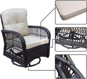 Nouveau style de mobilier d'extérieur moderne pivotant Ensembles de chaises en osier pour patio <span class=keywords><strong>Ensemble</strong></span> de salon en rotin pour meubles de jardin - Product Image 3
