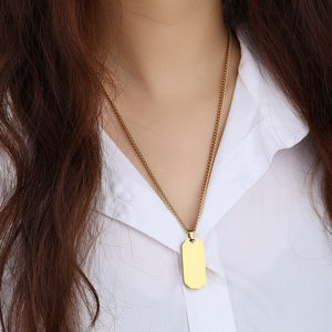 สร้อยคอจี้สแตนเลสกันน้ำ ชุบทอง 18K PVD สลักชื่อตามสั่ง สร้อยคอป้ายชื่อเปล่าสำหรับธุรกิจหรือเป็นที่ระลึก - Product Image 2