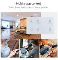 Interrupteur intelligent Wi-Fi 6 voies avec moniteur de consommation, panneau tactile en verre, module Wi-Fi et sécurité enfant