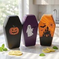 Caja de Metal para Dulces con Forma de Ataúd de Halloween, Decoración Navideña, Envase para Regalos, Dulces y Chocolates