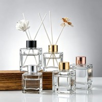 Flacon diffuseur de parfum vide de luxe 50ml 100ml 150ml 200ml 250ml 500ml avec bouchon en caoutchouc, cube transparent, couleur personnalisée