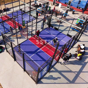 Kit complet <span class=keywords><strong>de</strong></span> terrain <span class=keywords><strong>de</strong></span> padbol hybride SSTD Factory, combinant un mini terrain <span class=keywords><strong>de</strong></span> football, une cage multisports intérieure/extérieure avec gazon coloré - Product Image 2
