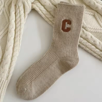 Chaussettes Jacquard en Laine/Nylon Brodé pour Femme, Modèle Standard, Collection Printemps 2026, Design Manchette et Corps, Usage Quotidien, Vente en Gros