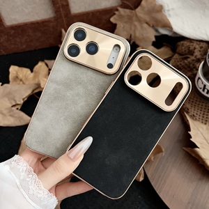 Funda para Teléfono con Revestimiento de Piel Electrochapada, Mate, de Cuero PU, Resistente a Golpes, para <span class=keywords><strong>iPhone</strong></span> 17 16 15 14 Pro Max, Revestimiento de Piel de Cordero, Estilo Simple y Ejecutivo - Product Image 5