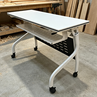 Table de formation mobile à bascule, bureau en MDF avec cadre métallique, bureau d'étude sur roulettes pour l'école