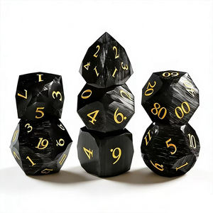 Conjunto de Dados Poliedrais Personalizados em Vidro e Pedra Natural com Gravação DND Olho de Gato Verde para Jogos de Tabuleiro - Product Image 6