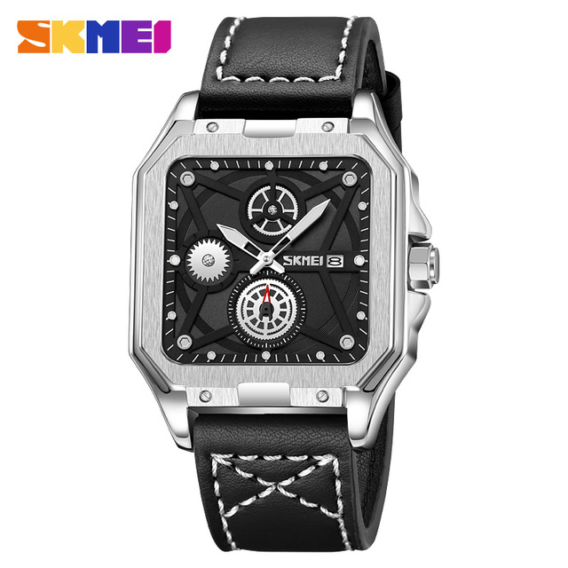 SKMEI 9330 Luxury Chinese Man Quartz Watch Perfect Genuine Leather Band Water Resist Date Display Character Business Wrist Watch