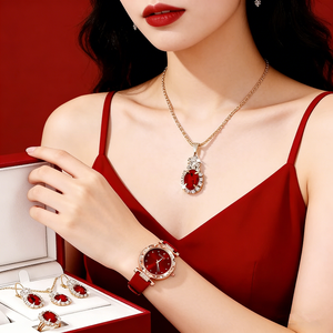 <strong>Ladies</strong>' Fashion Jewelry Red Fashion <strong>Watch</strong> Gift <strong>Set</strong> - Product Image 2