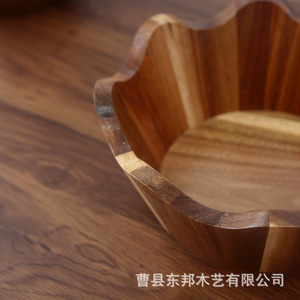 ชามสลัดไม้ งานแฮนด์เมด ดีไซน์มินิมอล สำหรับใช้ในบ้าน วัสดุไม้ไม่เคลือบ - Product Image 5