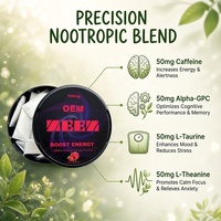 ZEEZ OEM Sachet Nootropique à la Caféine 80mg, Sachets Énergétiques à la Caféine, Contient des Vitamines B, Sachets Énergétiques pour la Concentration et l'Entraînement, Boîte Noire