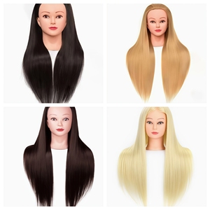 Cabeza de Maniquí de <span class=keywords><strong>Pelo</strong></span> Sintético Liso y <span class=keywords><strong>Largo</strong></span> para Exhibición y Peinado de Pelucas, <span class=keywords><strong>Muñeca</strong></span> de Práctica Profesional para Peluquería y Corte de Cabello - Product Image 1