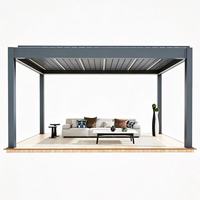 Pergola bioclimatique moderne en aluminium, insonorisée, anti-sel, imperméable, avec système d'éclairage LED en option