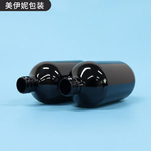 Flacon de shampoing noir pour animaux de compagnie 500 ml, épaule ronde avec pompe pour lotion corporelle, gel douche, usage voyage - Product Image 1