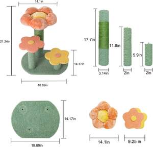 Arbre à chat fleuri, griffoir d'activité, rose, petit, tour pour chats d'intérieur, bois et papier, griffoir écologique, grimpe, mignon - Product Image 6