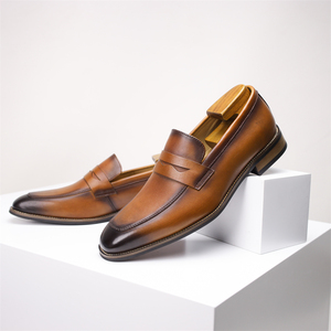 Zapatos de cuero artesanales para hombre, mocasines de negocios, de cuero de primera calidad, sin cordones, informales. - Product Image 3