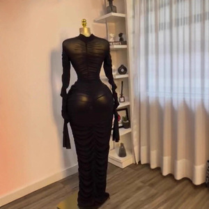 Abiti da <span class=keywords><strong>donna</strong></span> a maniche lunghe con volant, sexy, in rete, con fodera interna, Sehe Fashion - Product Image 2